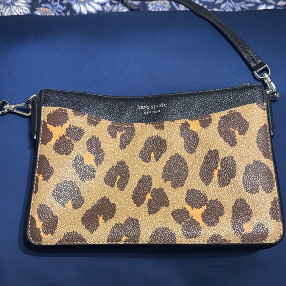 Kate Spade Leopard Print Crossbody Bag with Black Trim